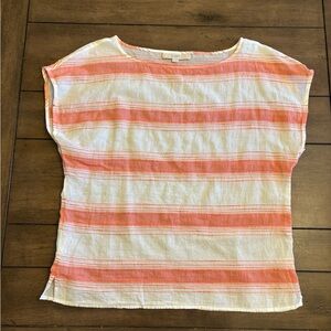 Loft Striped Top - Orange and White